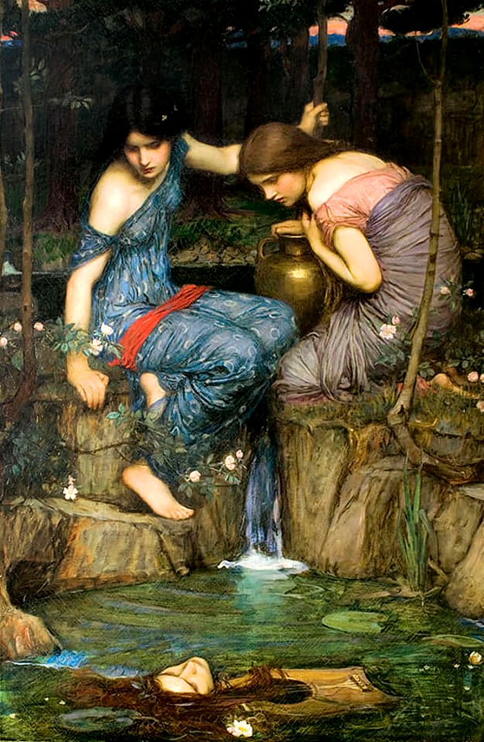 Ninfas que encuentran la cabeza de Orfeo Waterhouse
