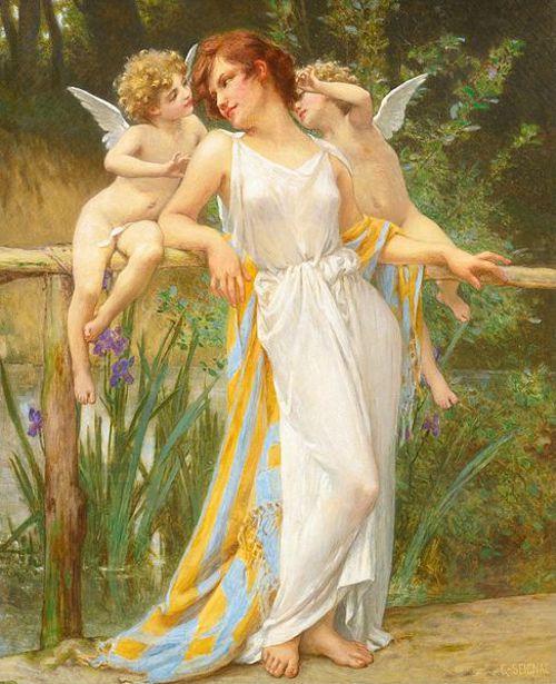 Psyche with Putti by Guillaume Seignac
