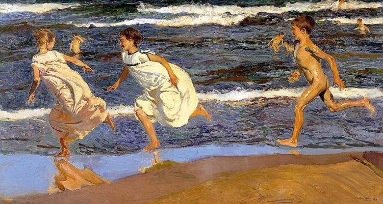 corriendo en la playa sorolla