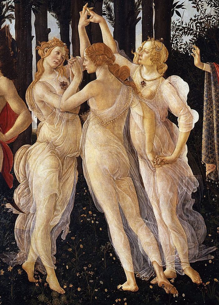 las tres gracias la primavera botticelli detalle