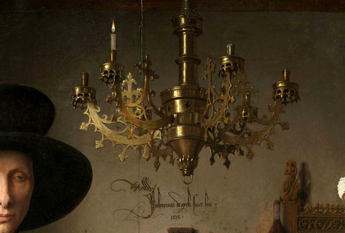 Convex mirror and Van Eyck's signature in The Arnolfini Portrait