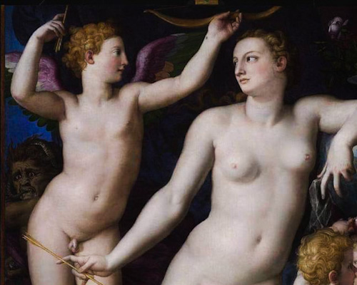 Venus, Cupido y Celos de Bronzino